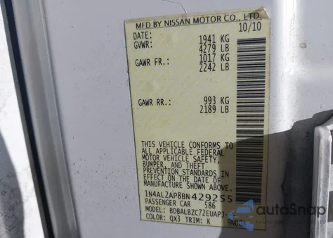 2011 Nissan Altima 2.5 S from USA, damaged, VIN 1N4AL2AP8BN429255